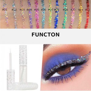 Färgglada ljusa flash flytande kosmetika långvariga glitter eyeliner